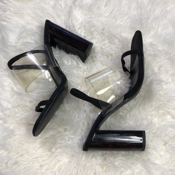 Zara Clear Strap Tortoise Shell Block Heel Sandals - Picture 11 of 14